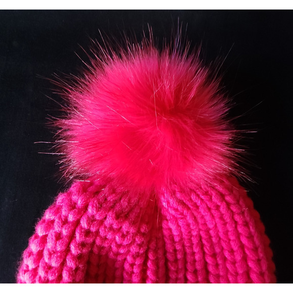 Barbour Pink Knit Hat with Pom Pom - Picture 3 of 4